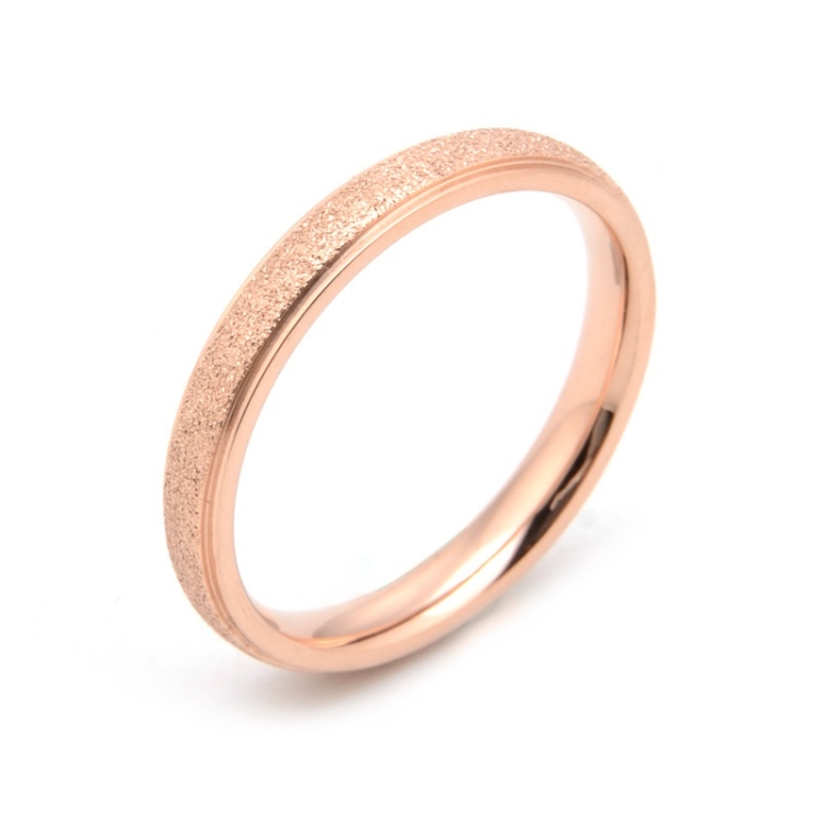 Three Lifetimes Titanium Steel Couple Rings Very Fine Frosted Ring, Size: US Size 9(Rose Gold)