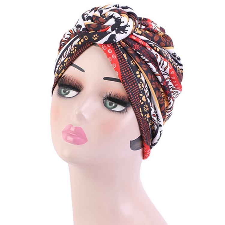 TJM-342 Cotton Whirlpool Flower Shape Turban Hat(Brown)