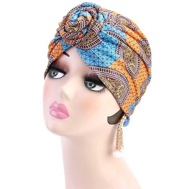 TJM-342 Cotton Whirlpool Flower Shape Turban Hat(Orange)