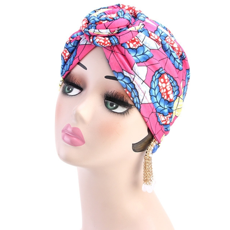 TJM-342 Cotton Whirlpool Flower Shape Turban Hat(Rose Red)