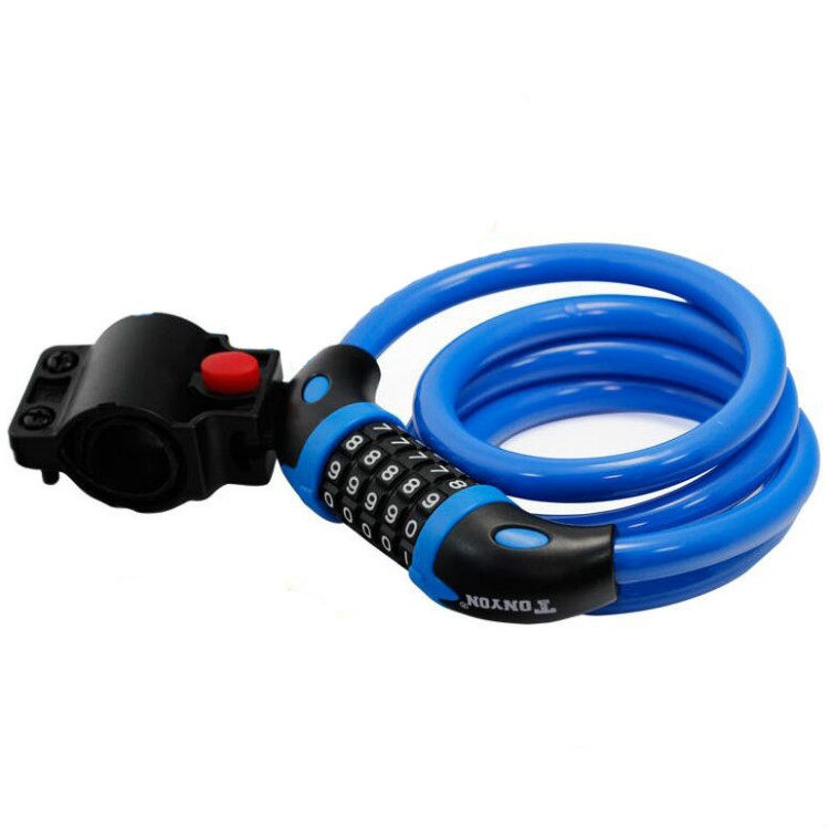 TONYON TY566 Bicycle Lock Five-digit Code Lock Mountain Bike Bar Wire Lock Single Rim Lock(Blue)