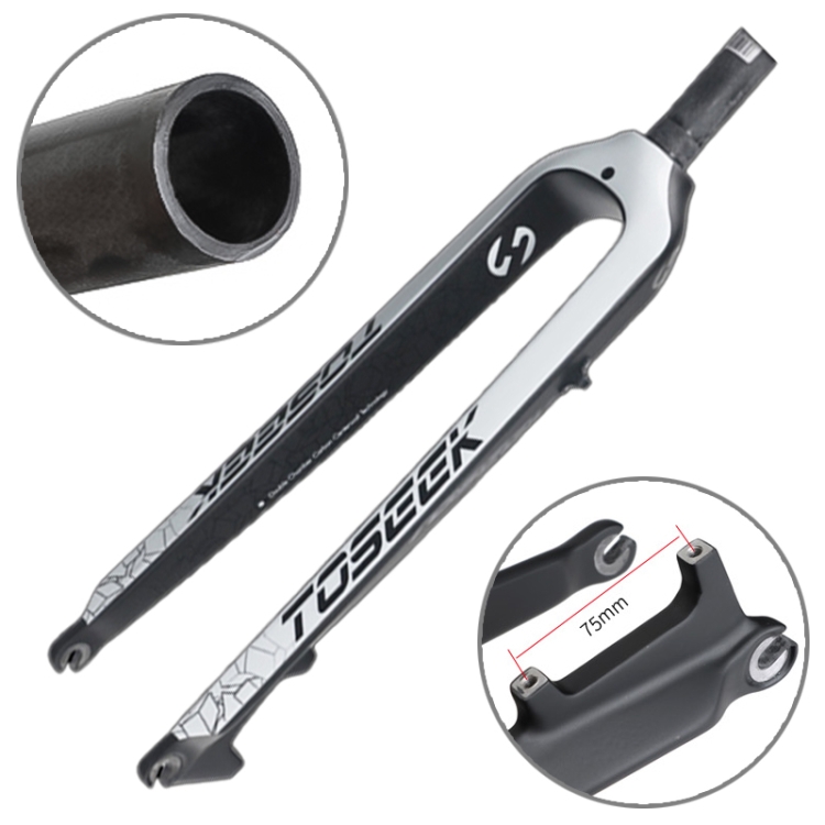 TOSEEK Ultra Light 29 Inch 435mm Mountain Bike Full Carbon Front Fork Straight Head Tube Disc Brake(White)