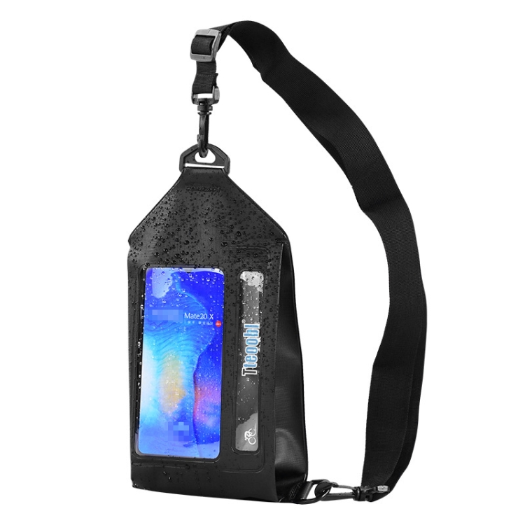 Tteoobl Swimming Waterproof Crossbody Phone Bag Touch Screen Chest Bag, Style: Paste Model(Black)