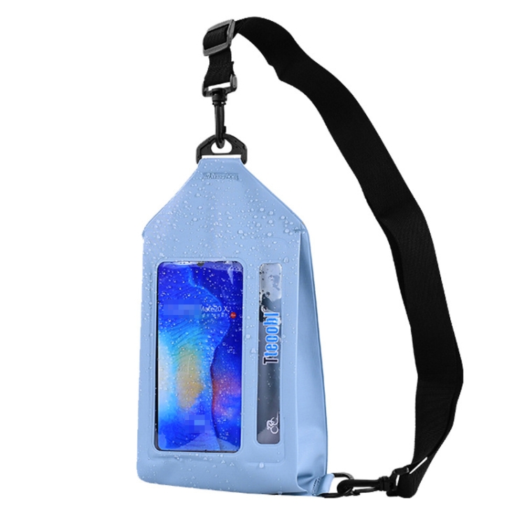 Tteoobl Swimming Waterproof Crossbody Phone Bag Touch Screen Chest Bag, Style: Paste Model(Gray Blue)