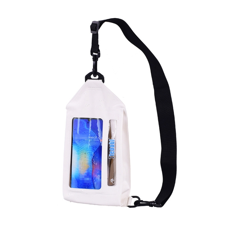 Tteoobl Swimming Waterproof Crossbody Phone Bag Touch Screen Chest Bag, Style: Paste Model(White)