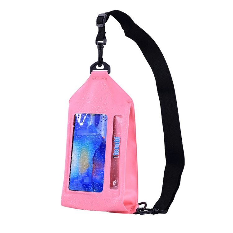 Tteoobl Swimming Waterproof Crossbody Phone Bag Touch Screen Chest Bag, Style:  Zipper Model(Pink)