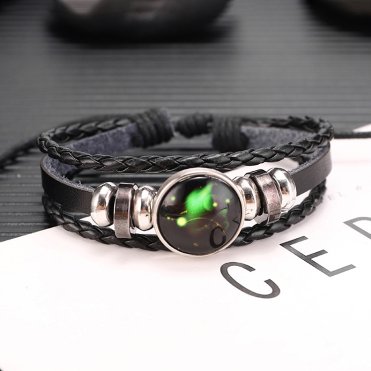 Twelve Constellations Multilayer Beaded Cowhide Bracelet, Style: Aries Luminous