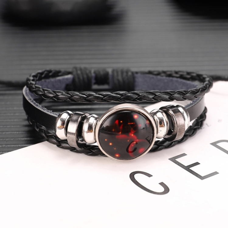 Twelve Constellations Multilayer Beaded Cowhide Bracelet, Style: Cancer Luminous
