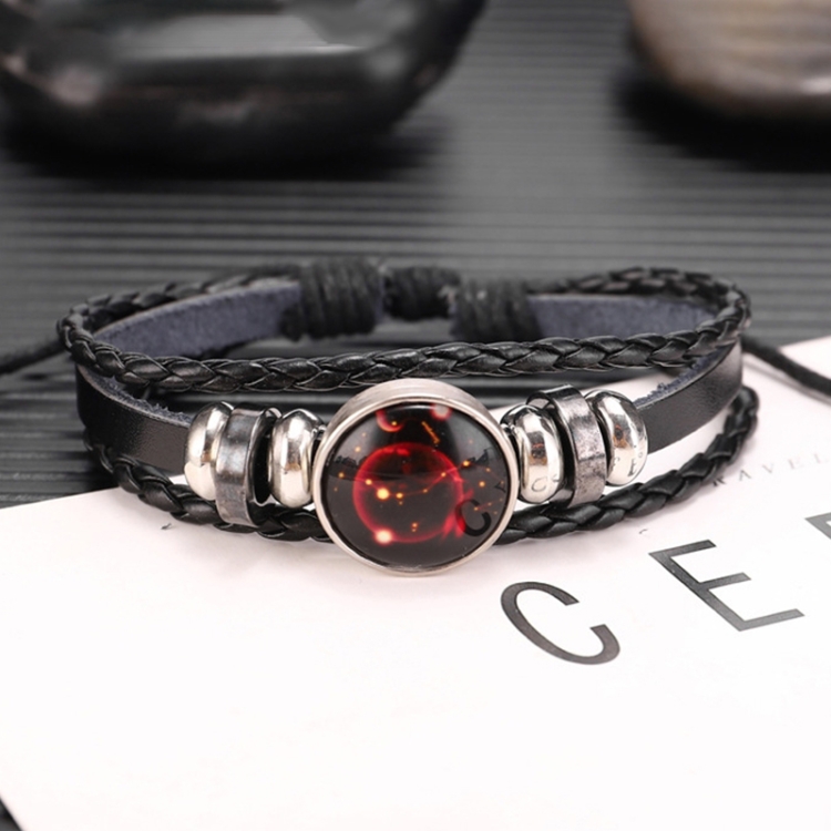 Twelve Constellations Multilayer Beaded Cowhide Bracelet, Style: Scorpio Luminous
