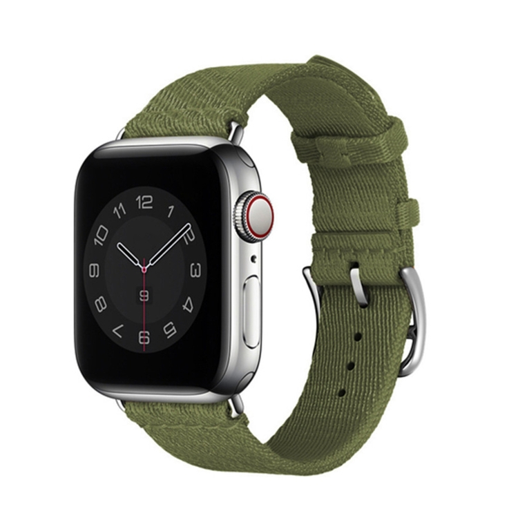 Two-color Nylon Braid Watch Band For Apple Watch Series 9&8&7 41mm / SE 3&SE 2&6&SE&5&4 40mm / 3&2&1 38mm(Army Green)