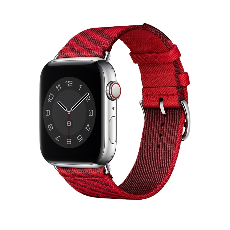 Two-color Nylon Braid Watch Band For Apple Watch Series 9&8&7 41mm / SE 3&SE 2&6&SE&5&4 40mm / 3&2&1 38mm(Dark Red+Red)