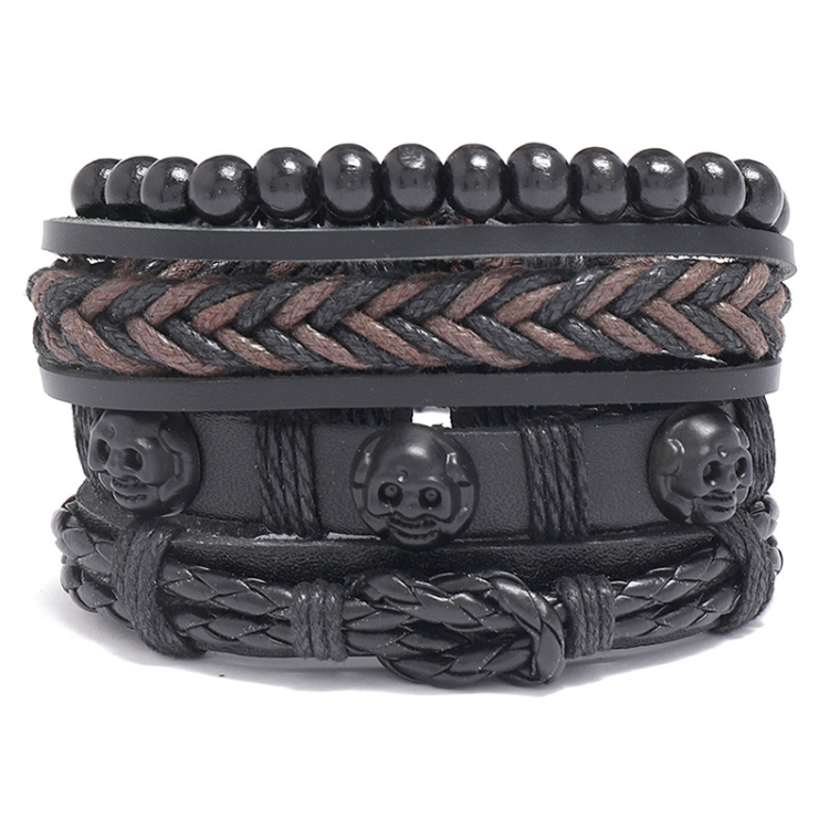 TZ486 Personality Retro Woven Leather DIY Combination Bracelet(4 In 1)