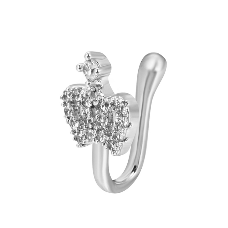U-shaped Nose Clip Copper Inlaid With Zircon Nose Decoration, Color: G-0879 Silver