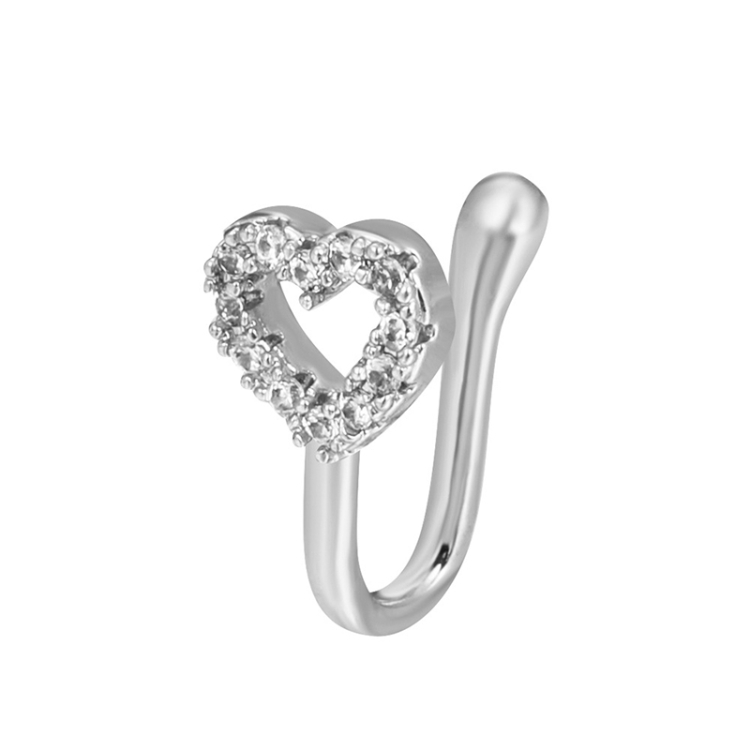 U-shaped Nose Clip Copper Inlaid With Zircon Nose Decoration, Color: G-236 Silver