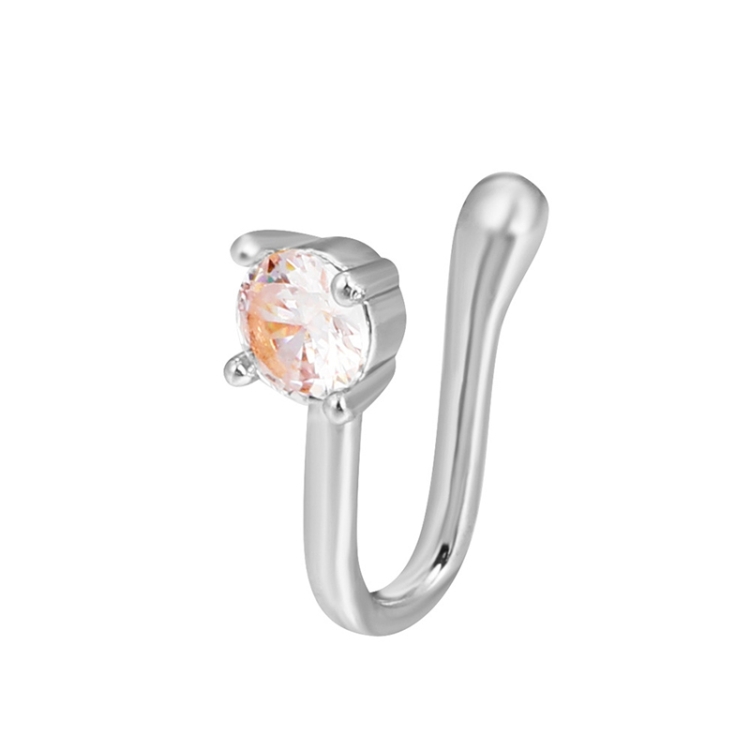 U-shaped Nose Clip Copper Inlaid With Zircon Nose Decoration, Color: G-248 Silver