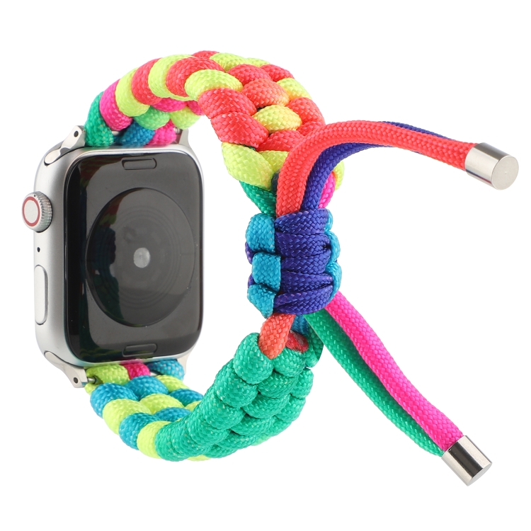 Umbrella Cord Rainbow Watch Band For Apple Watch Series 9&8&7 41mm / SE 3&SE 2&6&SE&5&4 40mm / 3&2&1 38mm(A)