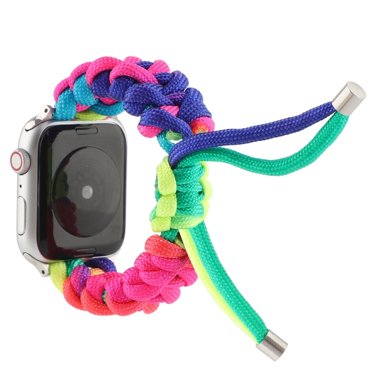 Umbrella Cord Rainbow Watch Band For Apple Watch Series 9&8&7 41mm / SE 3&SE 2&6&SE&5&4 40mm / 3&2&1 38mm(B)