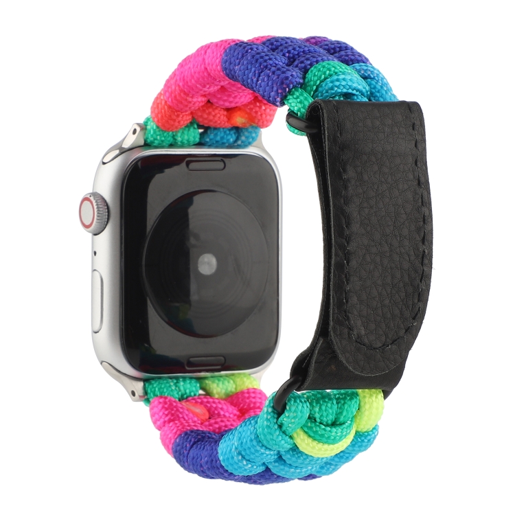 Umbrella Cord Rainbow Watch Band For Apple Watch Ultra 49mm&Watch Ultra 2 49mm / Series 9&8&7 45mm / SE 3&SE 2&6&SE&5&4 44mm / 3&2&1 42mm(C)