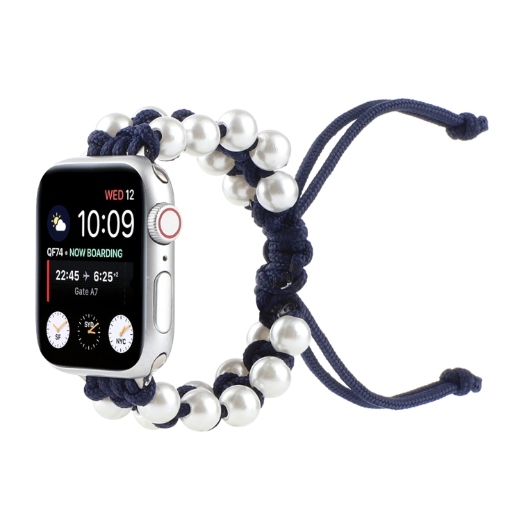 Umbrella Rope Bead Nylon Watch Band For Apple Watch Series 9&8&7 41mm / SE 3&SE 2&6&SE&5&4 40mm / 3&2&1 38mm(Blue)