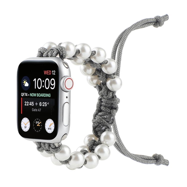 Umbrella Rope Bead Nylon Watch Band For Apple Watch Ultra 49mm&Watch Ultra 2 49mm / Series 9&8&7 45mm / SE 3&SE 2&6&SE&5&4 44mm / 3&2&1 42mm(Gray)