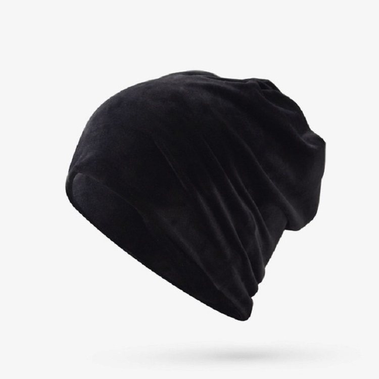 Unisex Autumn and Winter Velvet Hooded Cap Simple Ear Protection Cap, Size:55-60cm(Black)