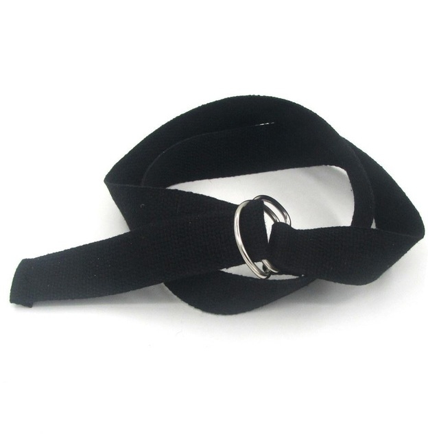 Unisex Canvas Waist Belts Double Rings Buckle Waistband Strap Belts Solid Casual Belt, Length:105 x 3.2cm(Black)