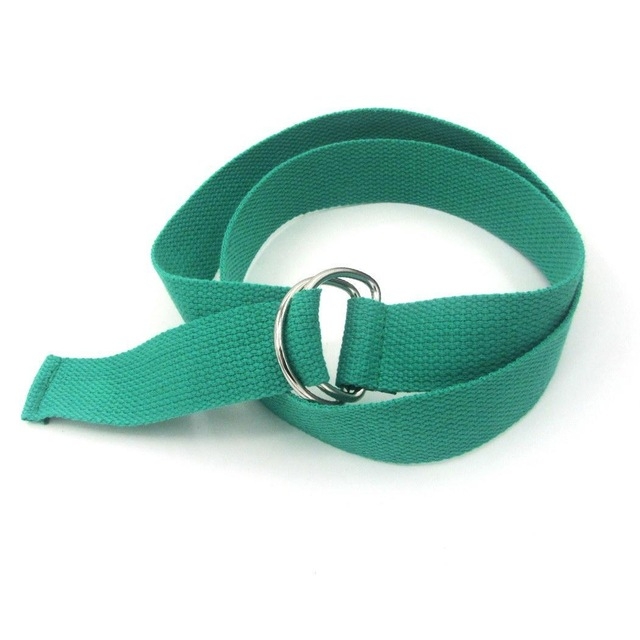 Unisex Canvas Waist Belts Double Rings Buckle Waistband Strap Belts Solid Casual Belt, Length:105 x 3.2cm(Cyan)