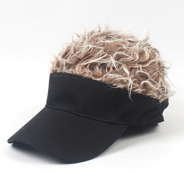 Unisex Fashion Outdoor Sunshade Baseball Cap with Wig, Size: One Size(Adult Black Coffee Wig)