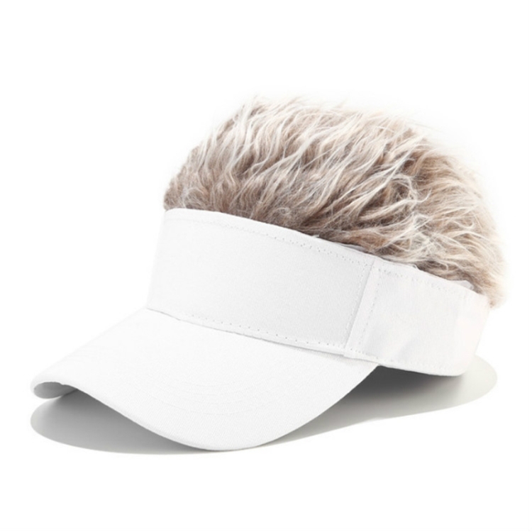 Unisex Fashion Outdoor Sunshade Baseball Cap with Wig, Size: One Size(Adult White Brown \Wig)