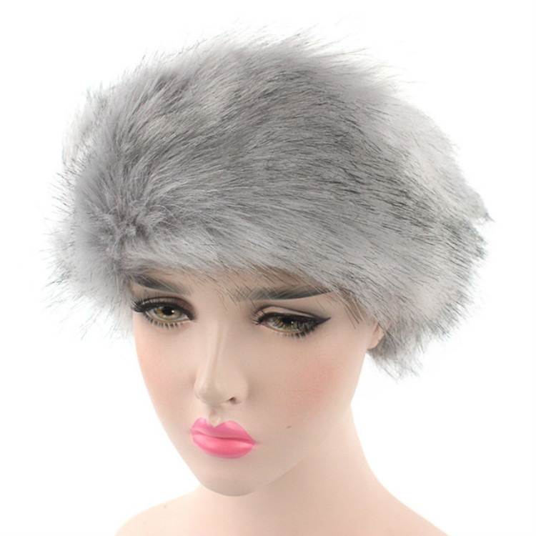 Unisex Winter Imitation Fur Headband Bomber Hat, Size:L(58-60cm)(Gray)