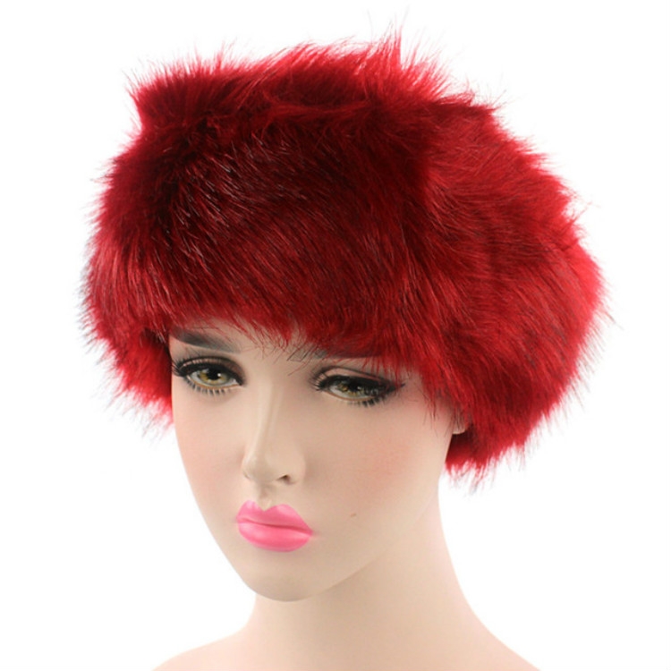 Unisex Winter Imitation Fur Headband Bomber Hat, Size:L(58-60cm)(Red)