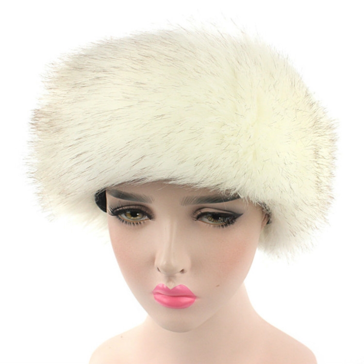 Unisex Winter Imitation Fur Headband Bomber Hat, Size:L(58-60cm)(White)
