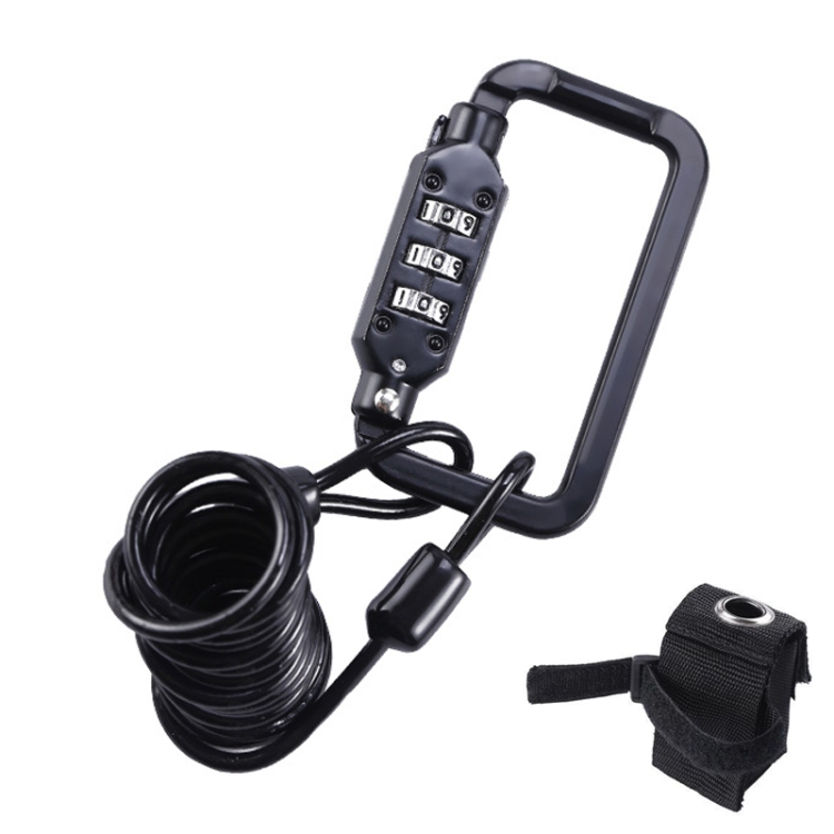 Universal Safety Code Wire Rope Helmet Lock for Motorcycles Bicycles, Black+Storage Bag