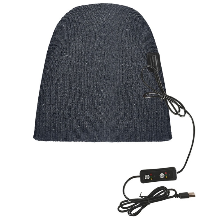 USB Electric Heating Outdoor Windproof And Warm Knitted Hat, Size: 24x24cm(Grey)