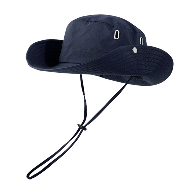 Versatile Breathable Sunscreen Drawstring Fisherman Hat(Dark Blue)