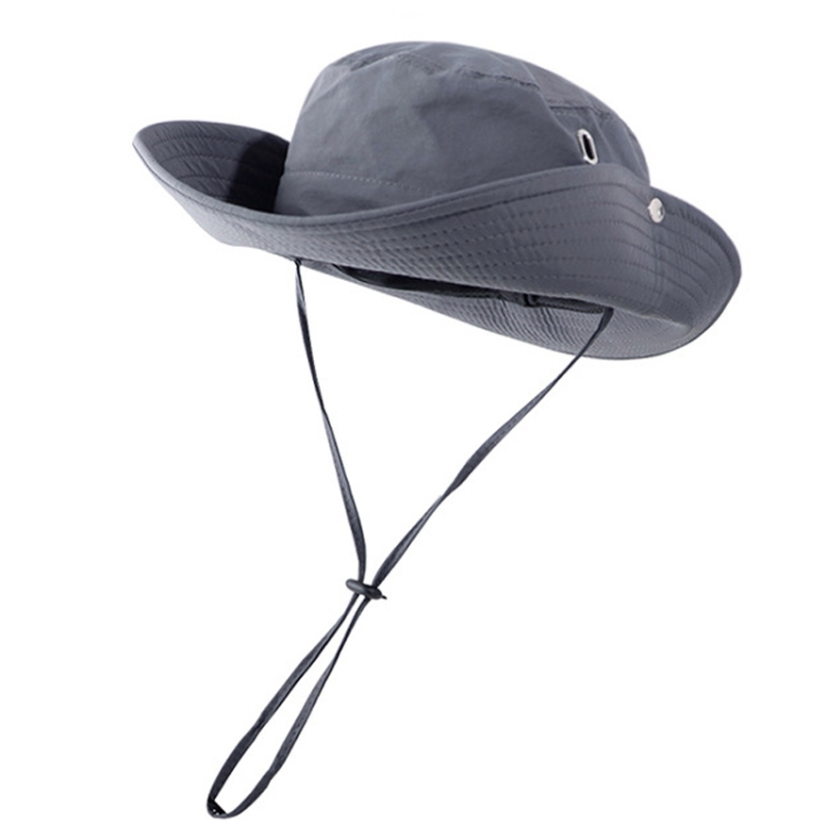 Versatile Breathable Sunscreen Drawstring Fisherman Hat(Grey)