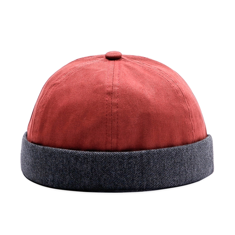 Vintage Melon Hat Landlord Cap Without Brim Sailor Hat, Size:One Size(Wine Red)