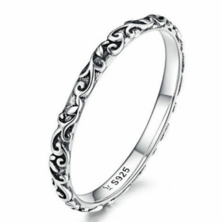 Vintage Pattern Sterling Silver Ring S925 Fashion Pattern Ring, Size:8 US Size