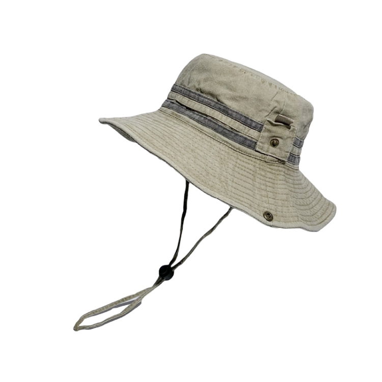 Washed and Distressed Big Brim Fisherman Hat Foldable Sun Hat(Khaki)