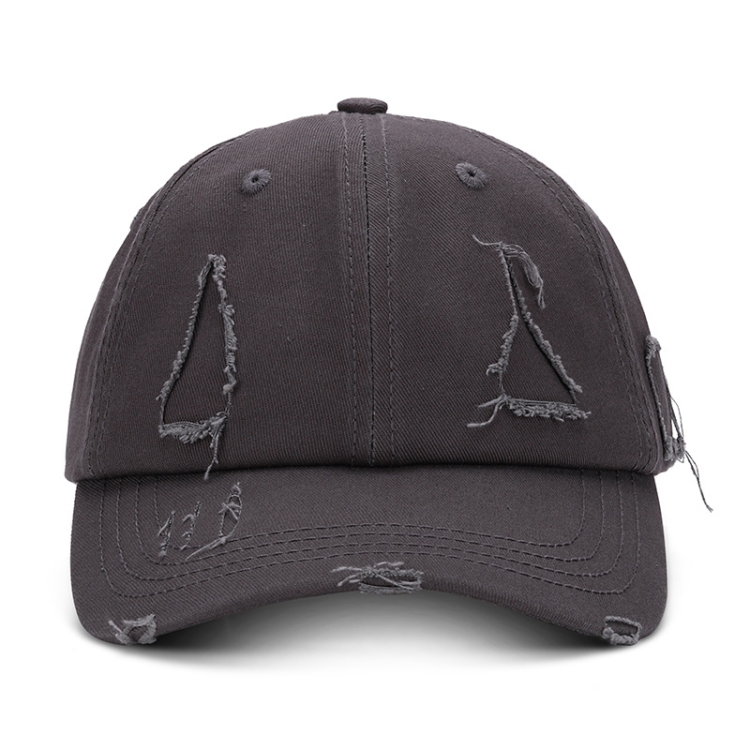 Washed Baseball Cap Casual Retro Shading Distress Torn Cap, Size:One Size(Dark Gray)