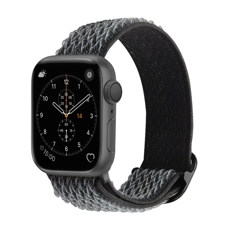 Wave Texture Nylon Watch Band For Apple Watch Series 9&8&7 41mm / SE 3&SE 2&6&SE&5&4 40mm / 3&2&1 38mm(Storm Grey)
