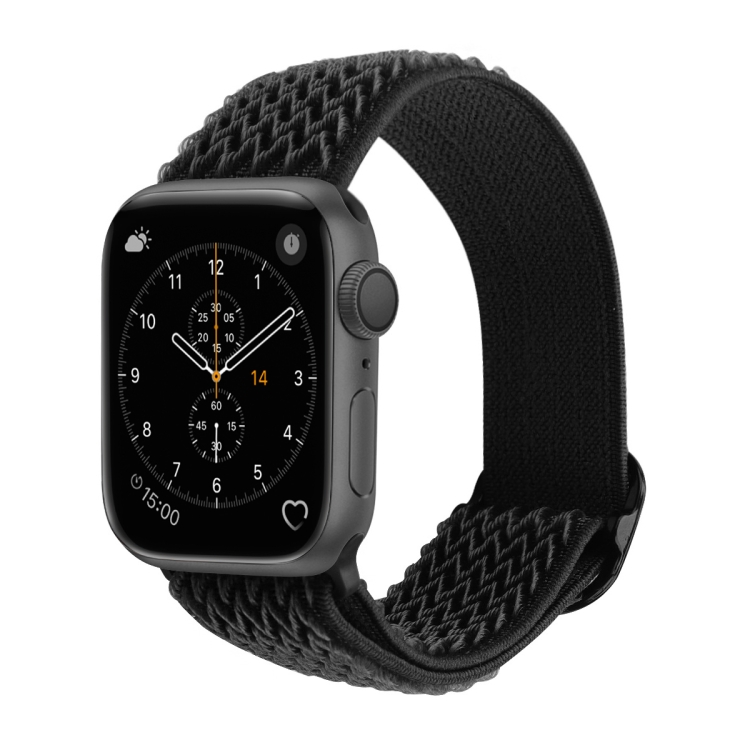 Wave Texture Nylon Watch Band For Apple Watch Ultra 49mm&Watch Ultra 2 49mm / Series 9&8&7 45mm / SE 3&SE 2&6&SE&5&4 44mm / 3&2&1 42mm(Black)