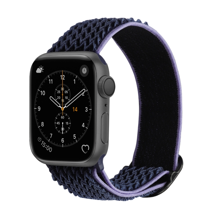 Wave Texture Nylon Watch Band For Apple Watch Ultra 49mm&Watch Ultra 2 49mm / Series 9&8&7 45mm / SE 3&SE 2&6&SE&5&4 44mm / 3&2&1 42mm(Midnight Blue Black)