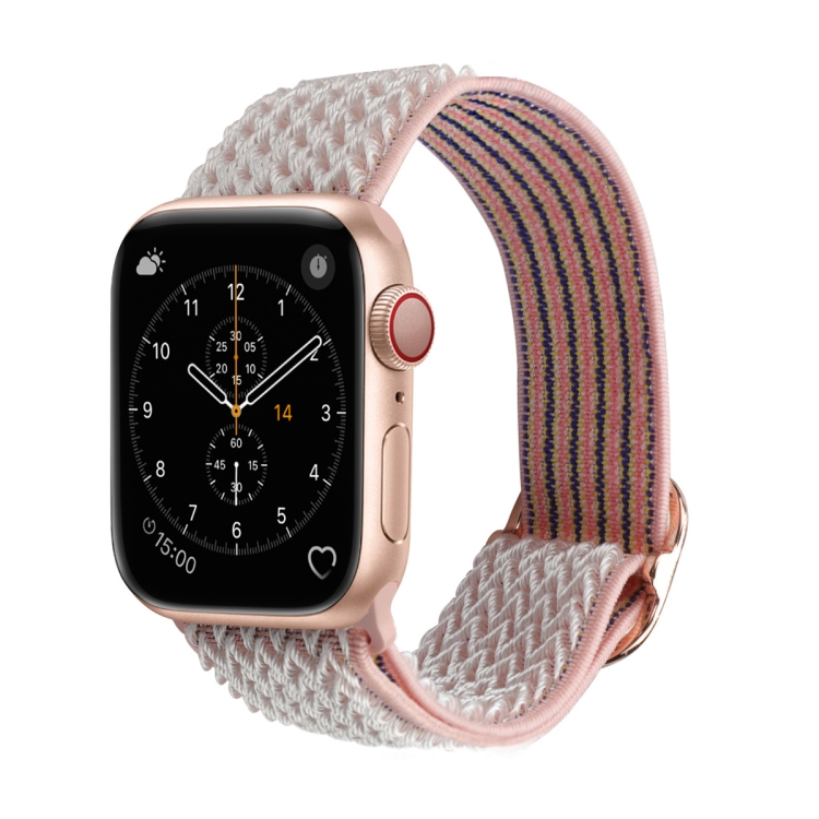Wave Texture Nylon Watch Band For Apple Watch Ultra 49mm&Watch Ultra 2 49mm / Series 9&8&7 45mm / SE 3&SE 2&6&SE&5&4 44mm / 3&2&1 42mm(Sand Pink)