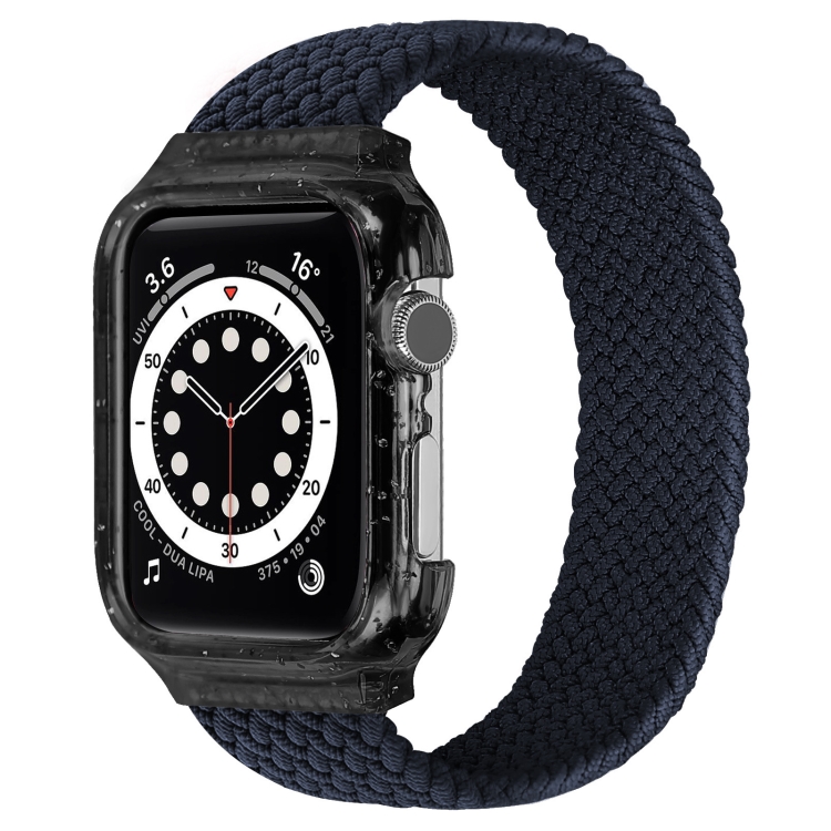 Weave Wrist Strap Watch Bands with Frame For Apple Watch Series  7  45mm / & 6 & SE & 5 & 4 44mm, Length:155mm(Charcoal)