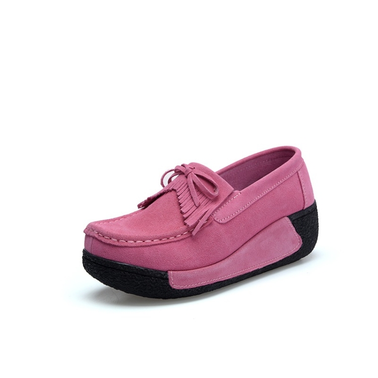 Wedge Muffin Bottom Tassel Suede Casual Shoes for Women (Color:Pink Size:35)