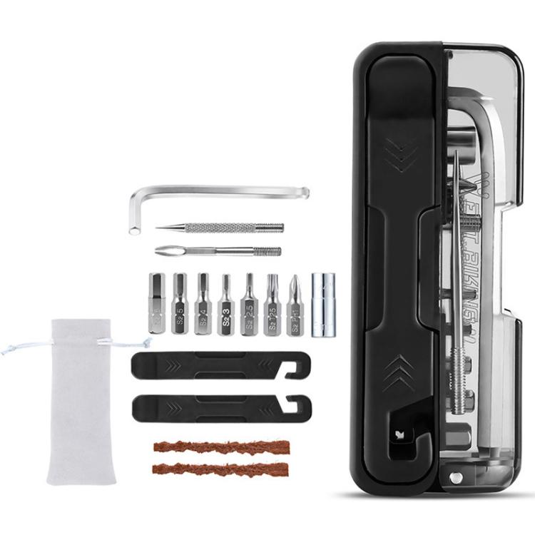WEST BIKING 14 In 1 Bicycle Repair Tool Set Mini Multi-Functional Wrench Tool Set(Black)