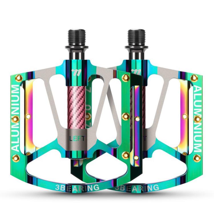 WEST BIKING 1pair Colorful Electroplated Bicycle Pedals 3 Bearing Aluminum Alloy Mountain / Road Bike Pedals(Green)