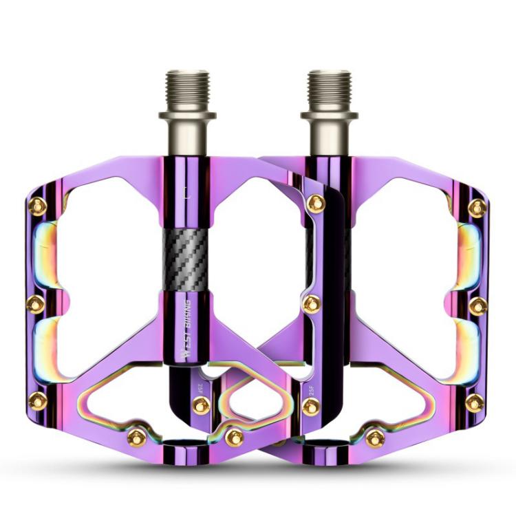 WEST BIKING 1pair Colorful Electroplated Bicycle Pedals 3 Bearing Aluminum Alloy Mountain / Road Bike Pedals(Nightfall Purple)