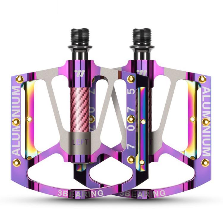 WEST BIKING 1pair Colorful Electroplated Bicycle Pedals 3 Bearing Aluminum Alloy Mountain / Road Bike Pedals(Purple)